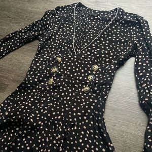 Topshop Midi Dress Black Polka Dotted Size 2